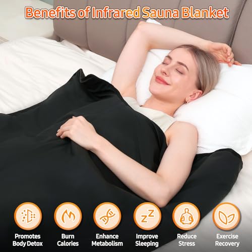 Image of Infrared Sauna Blanket for Home: Skin-Friendly PVC Leather Large Portable Blanket for Full Body Detox & Relaxation - Far Infrared Heating Adjustable 86-167℉ & 30-60 Min Timer 71 x 35.5Inch