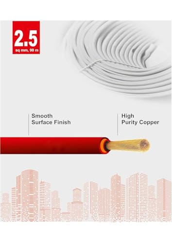 Image of PVC Insulated Wire 90 Meter Copper Wire (RED, 2.50 SQ MM)