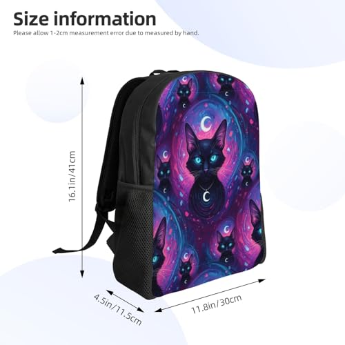 Stylish Travel Hiking Rucksack Backpack for College and Outdoor Adventures, Perfect for Men and Women (Gothic Moon Magical Black Cat)4