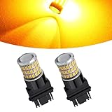Tesnaao 2 PCS Car Brake Lights, 9-30V Super Bright 3157 LED Bulb, 360 Degree Luminous Non-polar Reversing Light, Car Light Bulb Replacement Parts, Universal for Most Cars (Yellow)