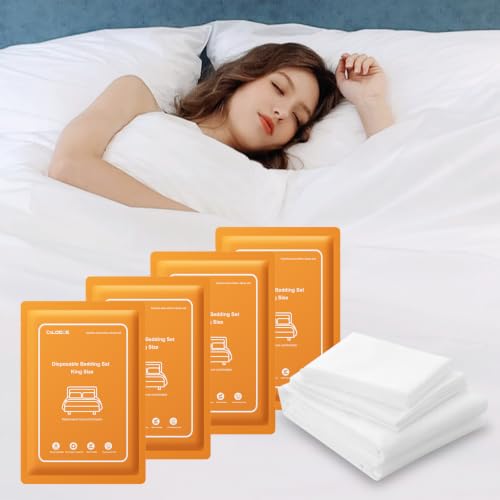 Image of 4 Pack Disposable Bed Sheet King Size for Travel Business Trip Spa Hotel