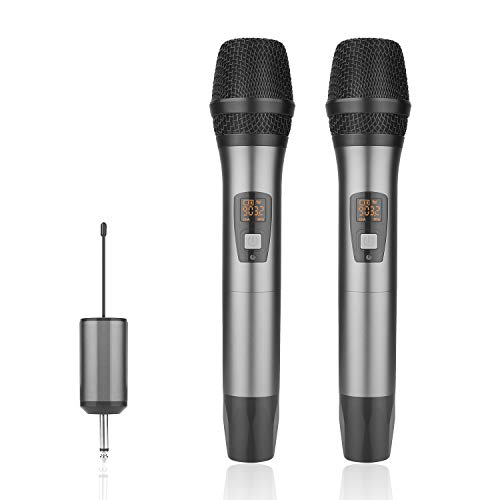 Wireless Microphone Mic Dual Cordless Handheld Mic System 25 Channel UHF with Mini