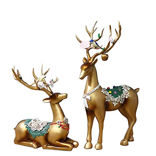 2 élans en résine dorés ZXLIHS : cadeaux créatifs parfaits pour une crémaillère