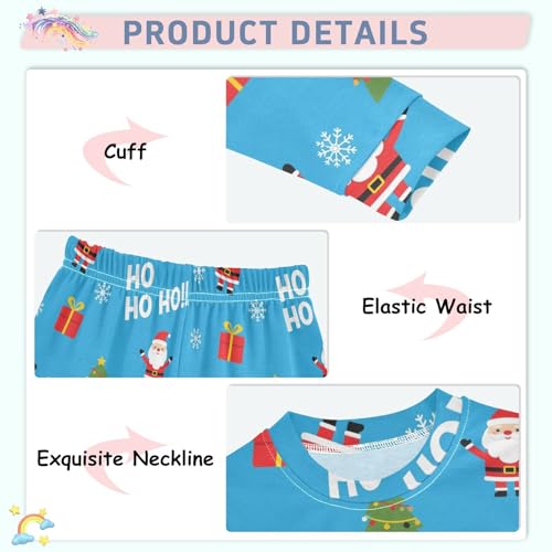 Pajama Sets Long Sleeve Christmas Tree Santas Pattern Soft Comfy Sleepwear 2 Piece PJS 3-8T4