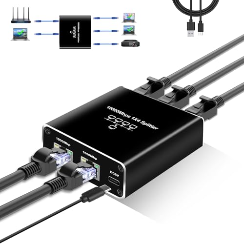 NEWCARE 5 Port Gigabit Ethernet Switch with USB Power Cable, 1000Mbps Ethernet Splitter 1 to 4 Out [4 Devices Simultaneous Networking], Computer High Speed LAN Internet Splitter for Cat 5/5e/6/7/8