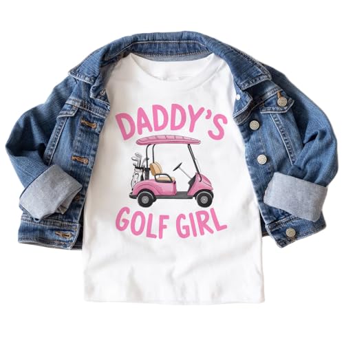 Daddy's Golf Girl Toddler Shirt - Father Daughter Pink Golfing Cart T-Shirt - Daddy And Me Father's Day Tees - Girls Boho Natural Kids & Youth Shirts2