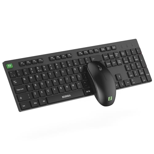 Image of seenda Wireless Keyboard and Mouse Set, 2.4GHz USB Keyboard and Mouse Combo Full Size US Layout, with Number Pad, for Windows XP /7 /8 /10 /11, MacBook, PCs, Laptops, Black