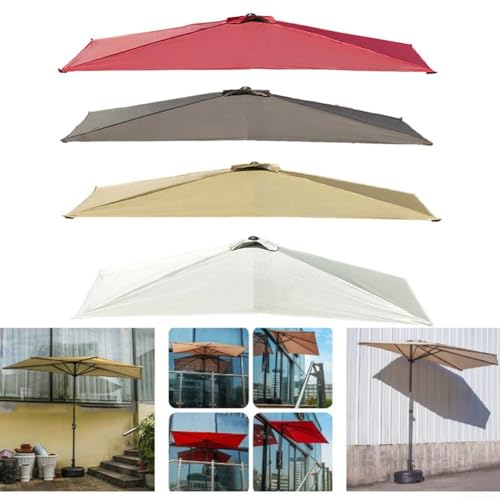 Housse de parasol en polyester durable marron pour structure semi-rectangulaire - 3
