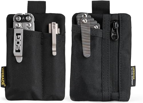 VIPERADE VE29 Mini EDC Pouch Taschen Organizer mit 4 Taschen, Kleine EDC Pocket Organizer Multitool Tasche Schlüsseltasche Geldbörse Rucksack-Zusatztasche -Schwarz