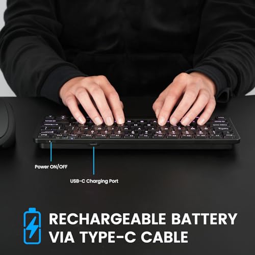 Perixx PERIBOARD-832RGB Wireless RGB Backlit Mini Keyboard - Up to 3 Multi-Device Connection - Black - US English by Perixx - Image 4