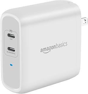 Amazon Basics 68W Two-Port GaN USB-C Wall Charger (50W + 18W) with Power Delivery PD for Laptops,Tablets & Phones (iPhone ...