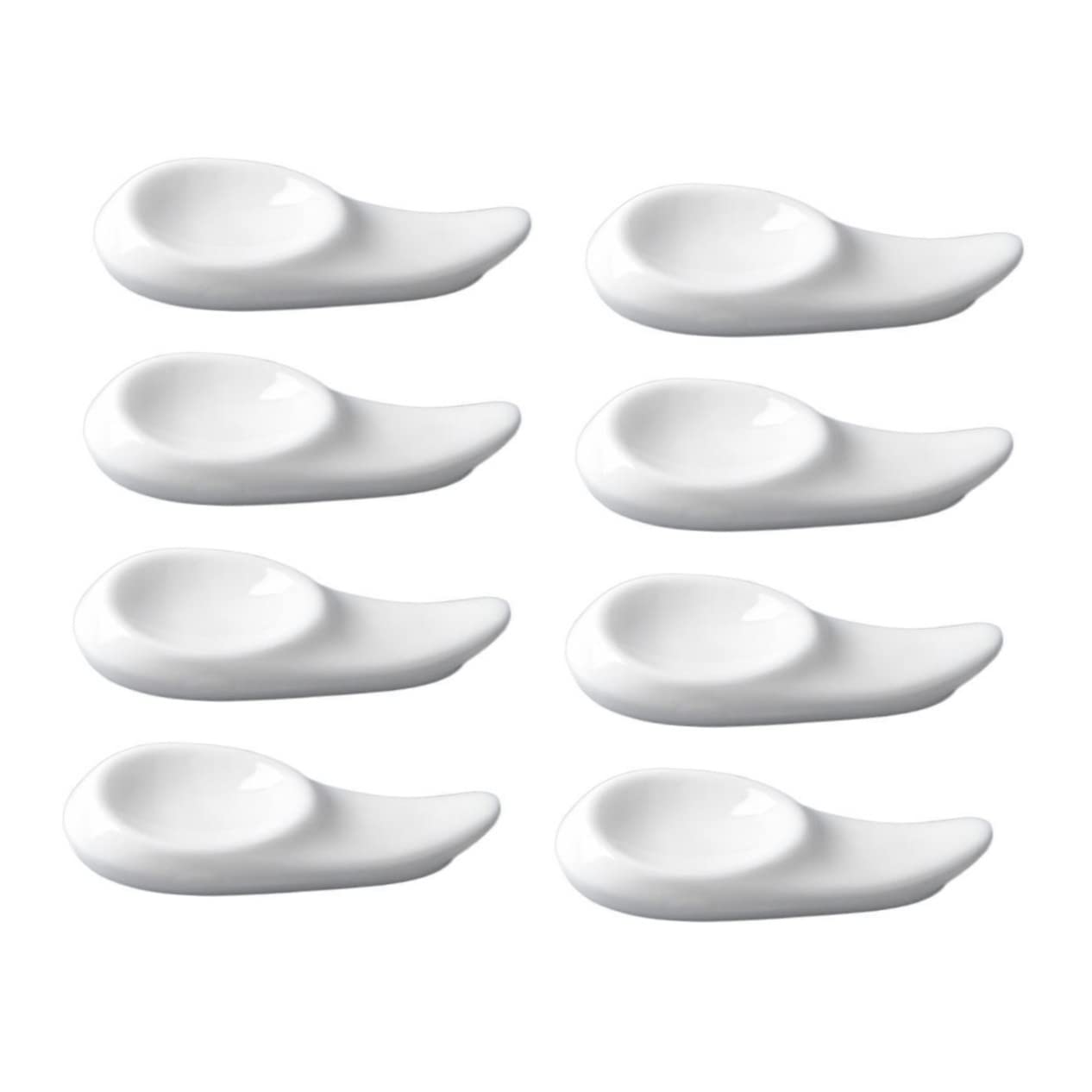 Support de baguettes 8 pièces Décoration de trempette Spatule Plat Rangement Ornements Restaurant Blanc Repose-sauce Repose-bol Écriture Support de soja Supports pour accessoires de support en porcel