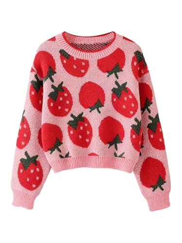 Image of BEAUDRM Girl's Bow Sweater Crew Neck Cute Sweaters Long Sleeve Knit Pullovers Sweater