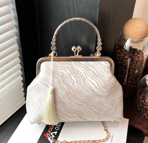 2wayパーティバッグハンドバッグ 白ホワイトがま口 結婚式