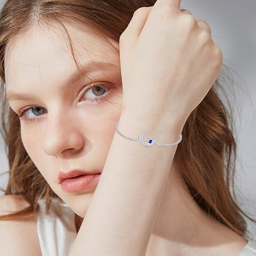 Moon Bracelet for Women 925 Sterling Silver Moonstone/Birthstone Moon Bracelet Butterfly/Dragonfly Bracelet Celtic Moon Butterfly Dragonfly Jewelry Gifts for Women2