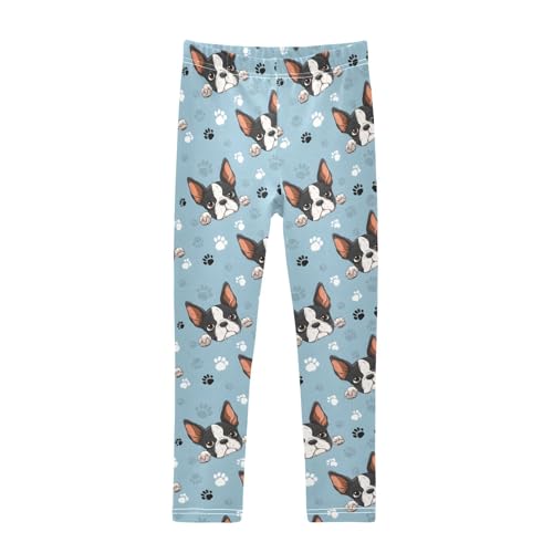 Puppy Head Dog Paw Girls Leggings Soft Stretch Workout Yoga Dance Pants for Kids Casual Tights