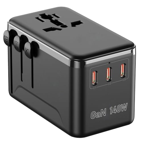 Image of 140W GaN Universal Travel Adapter, 4 USB C /A, 2500W AC, 200+ Countries