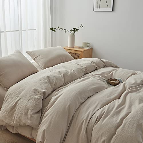 Face Two Face Bedding Duvet Cover Set100% Washed Cotton Duvet Cover Linen Like Textured Breathable Durable Soft Comfy (Full, Tannish Linen Grey) by FACE TWO FACE - Image 2