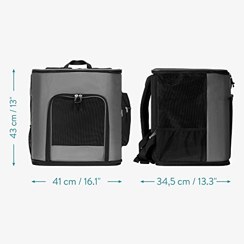 Navaris Rucksack für Hund Katze gepolstert - Hunderucksack Katzenrucksack mit Bauchgurt - 41x34,5x43cm Haustier Backpack faltbar - Traglast bis 12kg