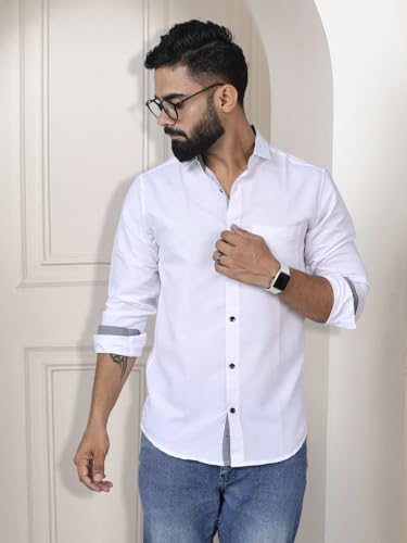 Image of Pinkmint Shirt for Men Cotton Spread Collar Button Down Long Sleeve Shirt Home, Regular, Home (Pack of 1) Purple