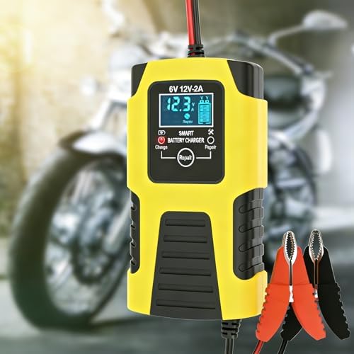 Huiaipaic 6V 12V Battery Charger Maintainer, 2-Amp Fully Automatic Smart Charger, Portable Trickle Charger,Car Battery Repair and Desulfator for Automotive,Boat,Motorcycle,Lawn Mower,RV,ATV,Toy Car