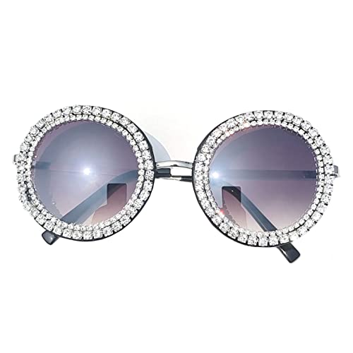 willochra round Rhinestone Sunglasses Women Fashion Diamond bling party Sun Glasses Crystal Disco Shades