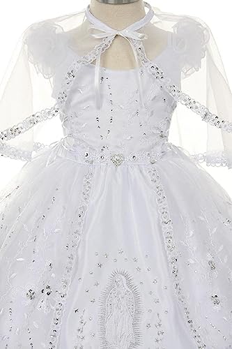iGirlDress Little Girls White Organza Rhinestone Baptism Cape Dress 6months -64