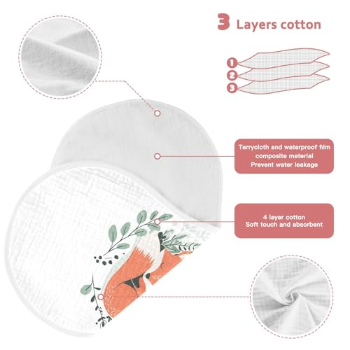 Fox Leaves White Baby Burp Cloths Cotton Burp Clothes Absorbent Muslin Burp Cloths Soft Burp Cloth Rags for Girl Unisex Boy Newborn 1 Pack 22x11 Inches3