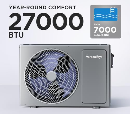 27000 BTU Above Ground Pool Heater Electric 7000 Gallon Swimming Pool Heater for Inground Pools Heating or Cooling WiFi Control Schedule 120V