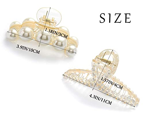 ANNACREATIONS Korean Fashionable Fancy Stylish Large Pearl Hair Claw Clips Long Hair Jaw Clips Clutches Barrettes Hair Accessories For Women's And... - Image 3