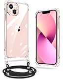 xiusiteli iPhone 13 ケース クリア ネック ショルダー ストラップ付き スマホケース 耐衝撃 薄型 軽量 TPU シリコン カバー 紐付き 斜めがけ 織りストラップ付き 肩掛け 縦/横 2WAY 調節可能なショルダー クロスボディ 多目的キャリー ファッションデザイン （透明）