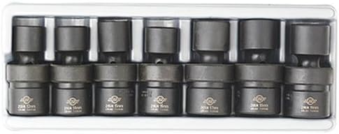 Sunex 2655 Juego de llaves de vaso de impacto métricas estándar universal de 7 piezas de 1/2 pulgada