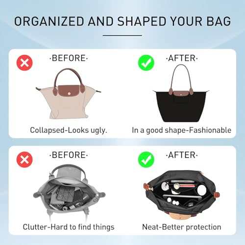 BCENG Handtaschen Organizer für Longchamp Geldbörsen Organizer Filz Taschenorganizer Longchamp Tragetasche Taschen Organizer für Longchamp Multi Pocket Felt Handbag Organizer for Insert (M)