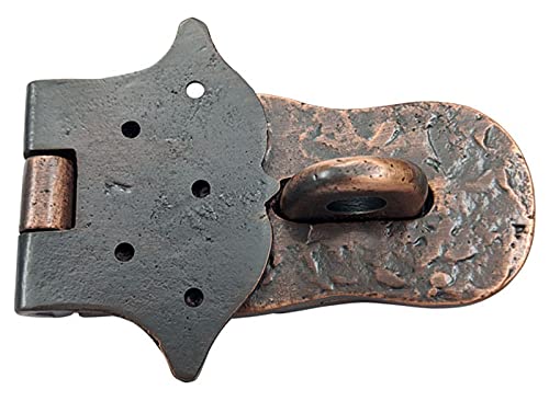 Image of Adonai Hardware inchParan inch Heavy Duty Cast Iron Safety Locking Hasp and Staple (6 inch x 1 Pack, Antique Copper) for Vintage Pirates Treasure Chest, Trunks, Wooden Jewelry Box, Cases, Furniture and Sheds