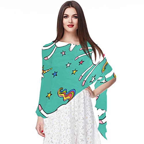 Foulard en mousseline de soie femme licorne pour égayer un look sobre