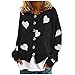 LAOLUO Sudadera de manga larga para mujer, con botones y botones para mujer, estilo informal, para otoño e invierno, 01-negro, S