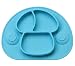 Irypulse Tovaglietta per Bambini in Silicone con Robusta Piastra a Ventosa Placca per Dividere Antiscivolo, FDA BPA Gratis Microonde Lavastoviglie Congelatore Cassaforte - Blu Chiaro