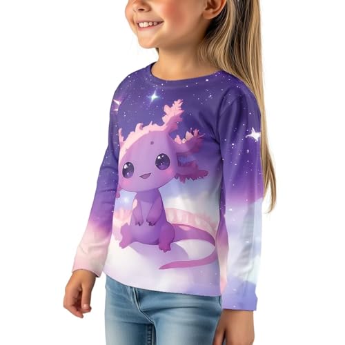 Image of Girls Cartoon Print Long Sleeve Graphic Tee Casual Crew Neck T-Shirts for 3-16 Years Little Girls