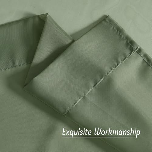Image of NICETOWN Forest Green Sheer Curtains 96inches Long for Living Room, Grommet Voile Sheer Light Filtering Window Treatments for Bedroom, Sage Green, W54 x L96, Set of 2