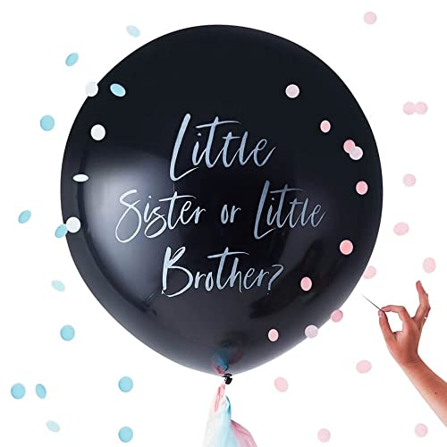 Ginger Ray Little Brother or Little Sister Gender Reveal Partyballon, 91,4 cm, Blau / Rosa Cover