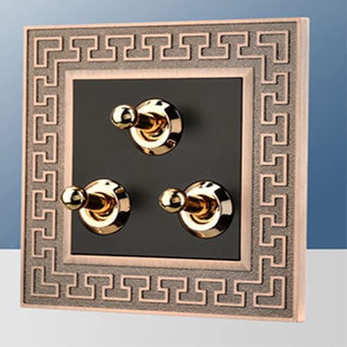 Brass Toggle Switch Industrial Switch 86 Type 1-4 Gang 2 Way Switch Flame Retardant Material Switch Retro Relief Stripe Switch Switch of Octyl Alloy