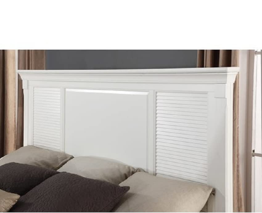 Image of APRODZ Solid Wood Without Storage Queen Size Bed Elmore for Bedroom Stylish | White Finish