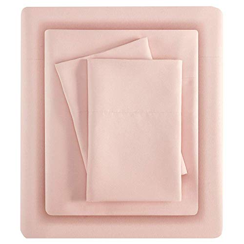 Madison Park 3M Microcell Bed Sheet Set Color Fast, Wrinkle and Stain Resistant, Soft Sheets with 16" Deep Pocket All Season, Cozy Bedding-Set, Matching Pillow Case, King, Blush, 4 Piece