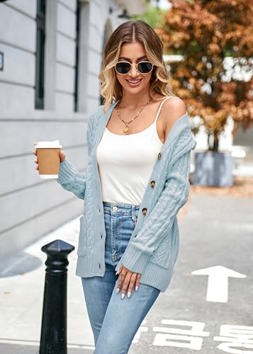Image of Womens Cardigan Sweaters Cable Knit Sweater 2026 Fall Winter Chunky Open Front Button Down Coats with Pockets