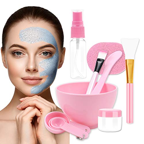 Face Mask Mixing Bowl Set 10 Pcs, DIY Facemask Mixing Tool Kit with Big Volume Mask Bowl Spatula Brush Spray Bottle Puff Soaking Bottle Gauges