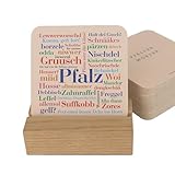 Deine Wörter Bierdeckelset – 30 Bierdeckel mit Pfälzer Mundart in Wortwolke – Geschenk & Souvenir aus der Pfalz