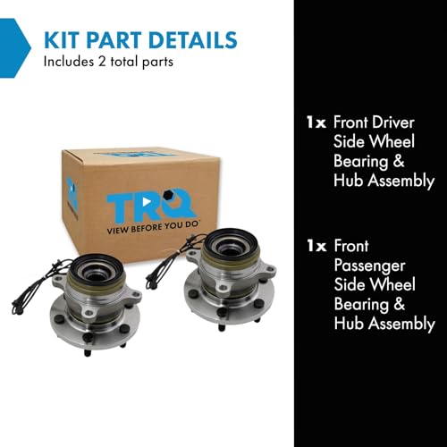 Image of TRQ Front Driver and Passenger Side Wheel Bearing and Hub Assembly Set 2 Piece Compatible with 2016-2019 Nissan Titan XD 4WD with ABS 2020-2023 Titan XD with ABS