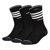 adidas Men's 3-Stripe Crew Sock (3-Pair), Black/White/Black - Onix Marl, Large, (Shoe Size 6-12)