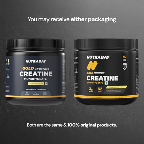 Image of Nutrabay Gold Micronised Creatine Monohydrate Powder 3000 mg Creatine per Serving, NABL Lab Tested - Increases Muscle Mass, Strength & Power - Pre /Post Workout Supplement - 250g, Pineapple