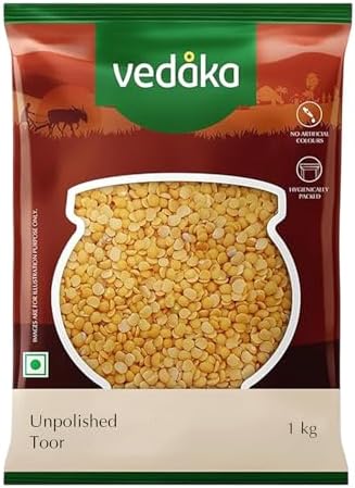 Amazon Brand - Vedaka Unpolished Toor Dal (Arhar Dal) | 1 Kg | Naturally Rich Source Of Protein | Naturally Cholesterol-Free | No artificial Colours and No Added Preservatives